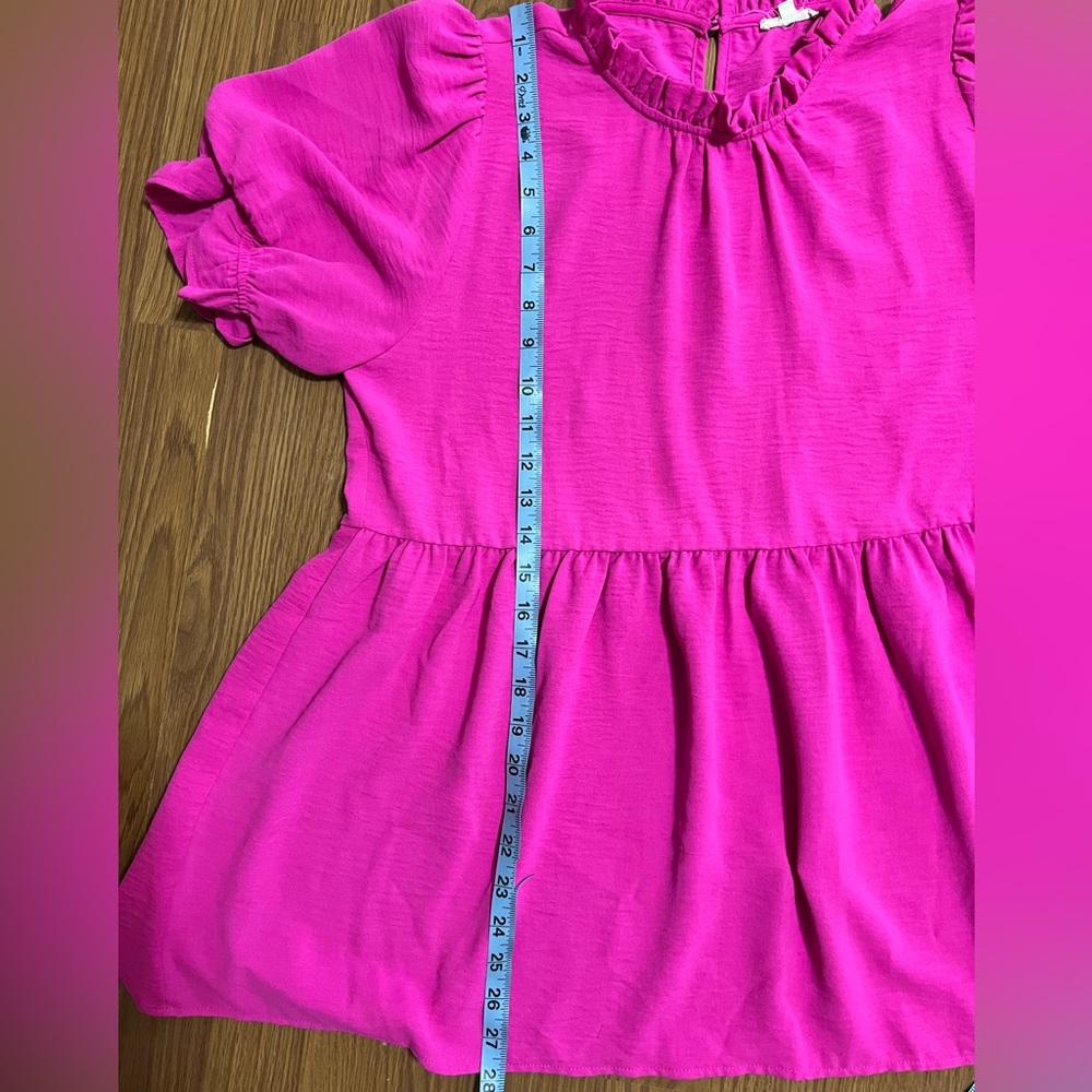 Jodifl Vibrant Pink Ruffle Collared Babydoll Peasant Blouse Womens Size Medium - Picture 12 of 12